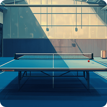 Professional ping pong player demonstrating proper serving technique